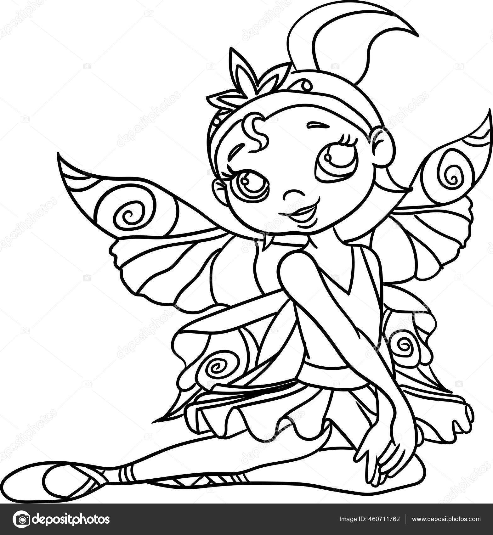 Coloring book kid fairytale series fairy pixie stock illustration by positfid