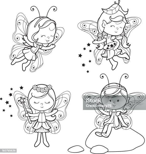 Pixie elf coloring set stock illustration