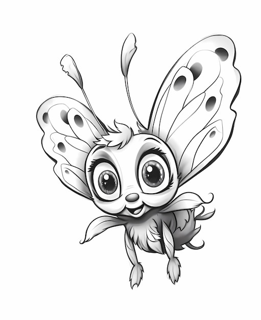 Premium ai image playful pixie silly disney cartoon butterfly coloring book page children