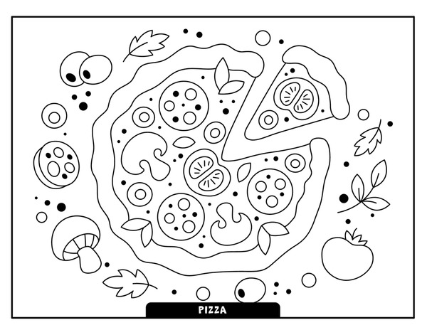 Thousand coloring pages pizza royalty