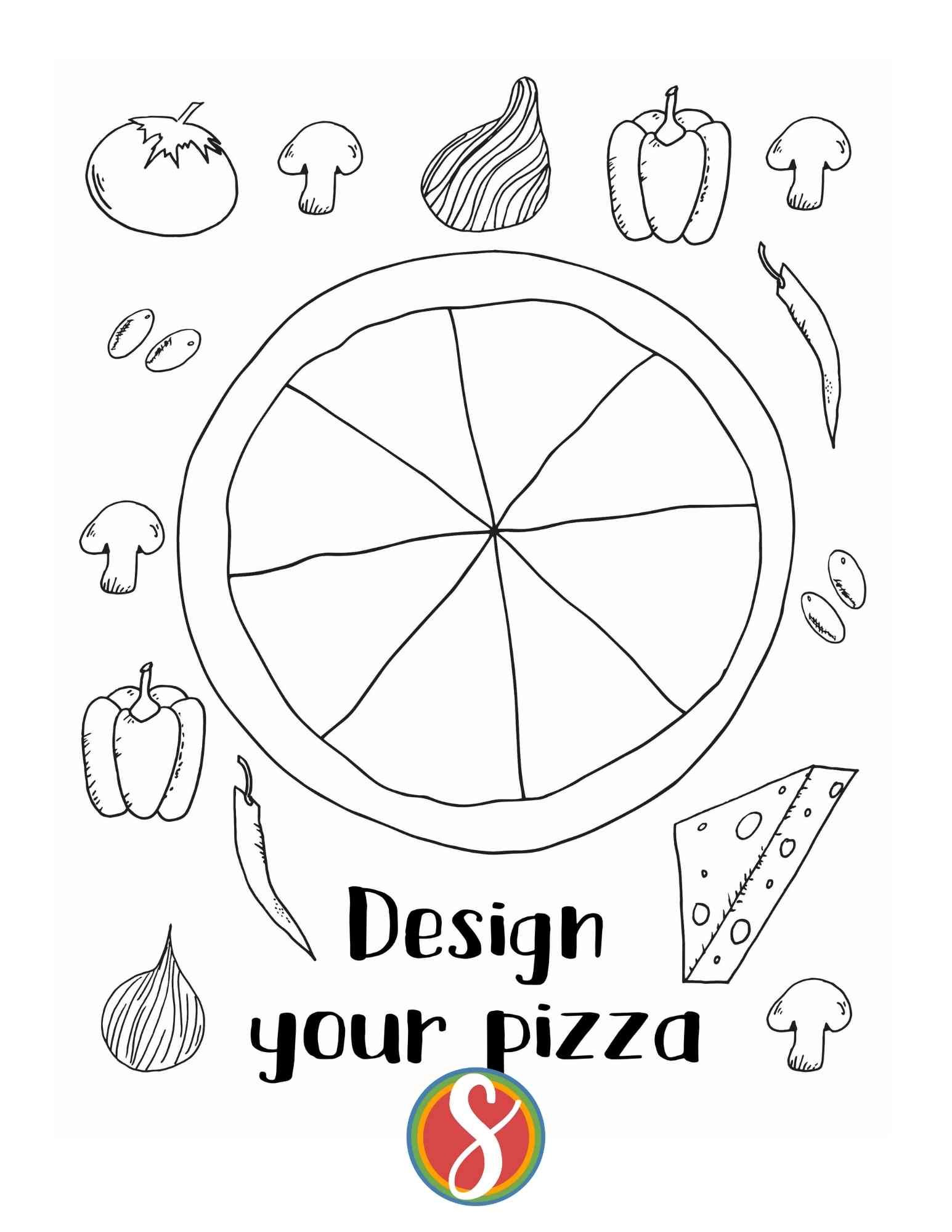 Free pizza coloring pages â stevie doodles