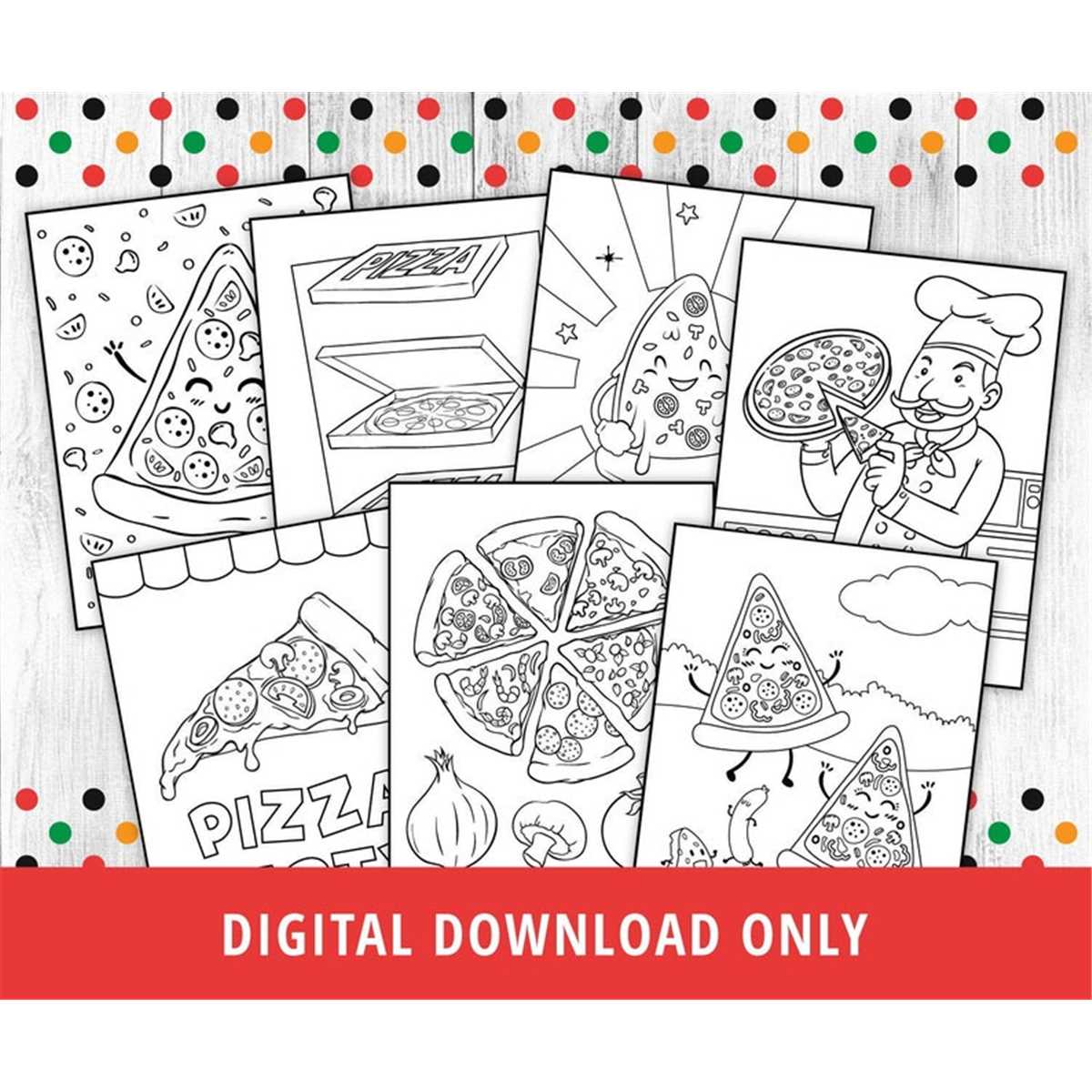 Pizza coloring pages pizza party printables pizza birthday