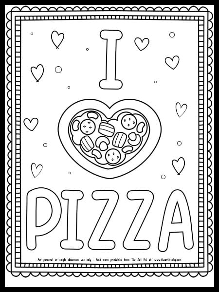 Cute i love pizza coloring page free printable â the art kit