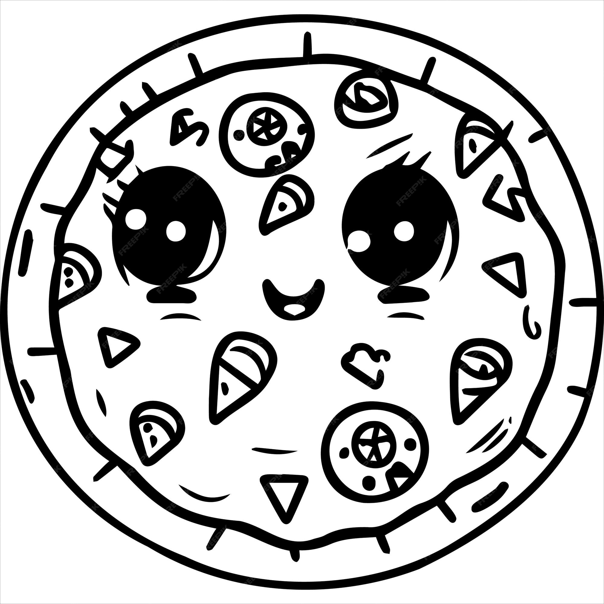 Premium vector kawaii pizza coloring page