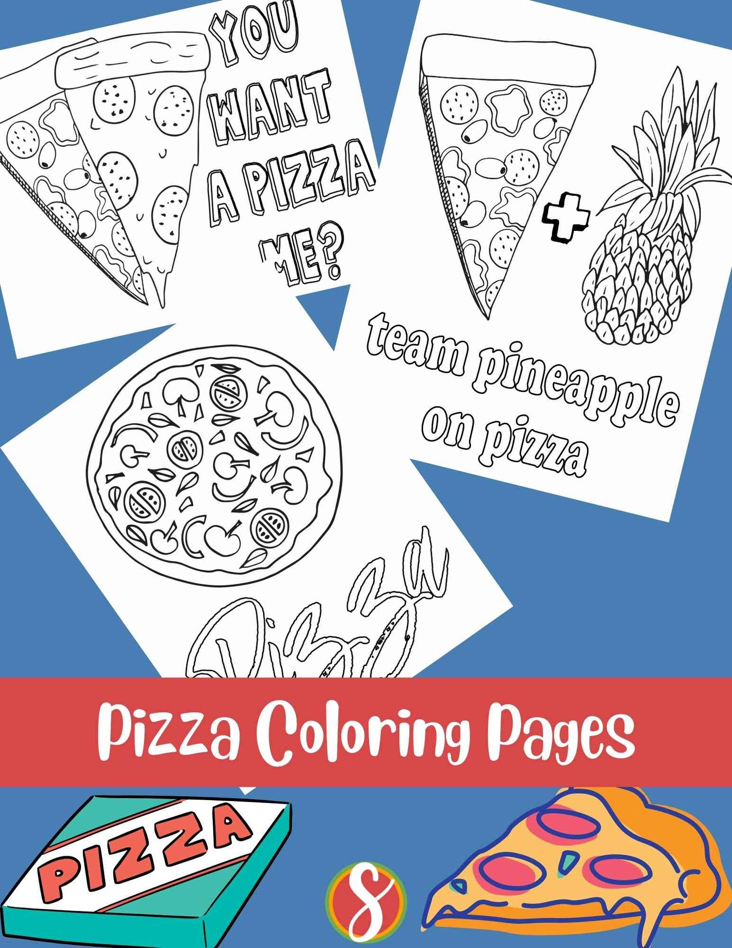 Free pizza coloring pages â stevie doodles