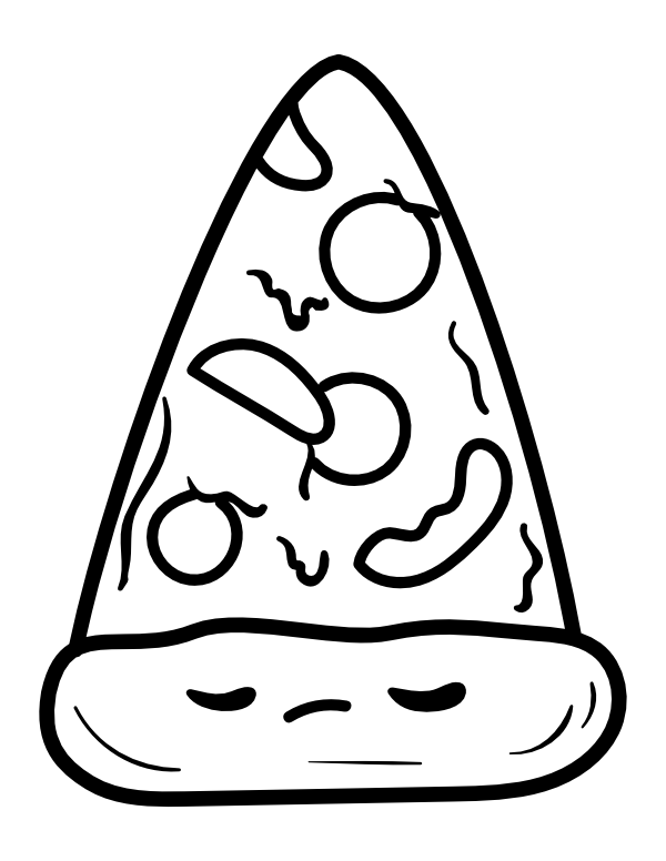 Printable kawaii pizza coloring page