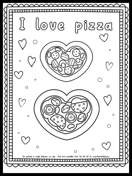I love pizza coloring page free printable â the art kit
