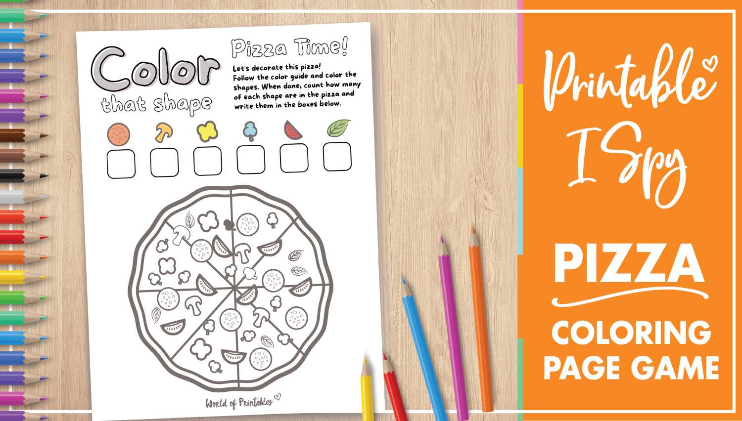 Free printable i spy pizza coloring page game