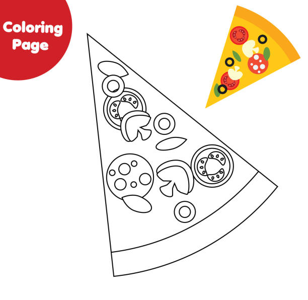 Pizza slice coloring page color picture for toddlers and kids educational children game stock illustration