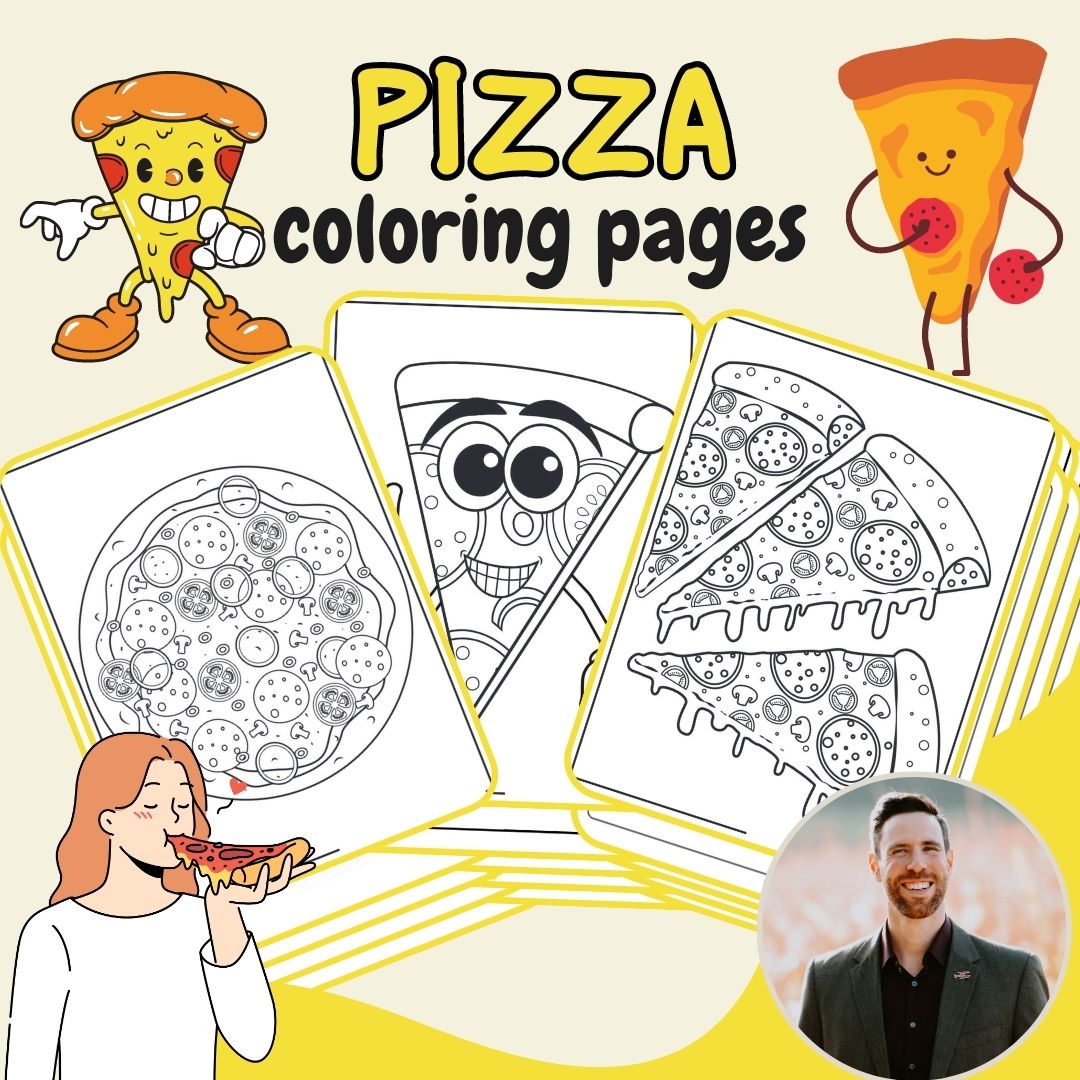 Pizza coloring pages perfect for pizza parties birthdays and rainy days made by teachers