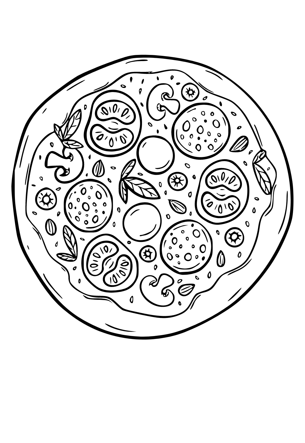 Free printable pizza real coloring page for adults and kids