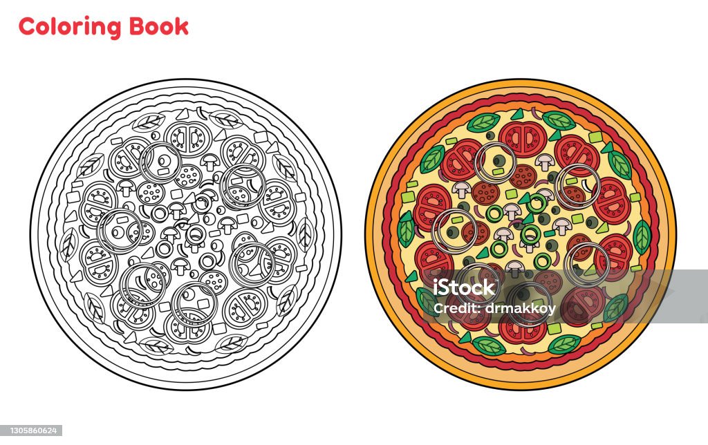 Pizza coloring book stock illustration