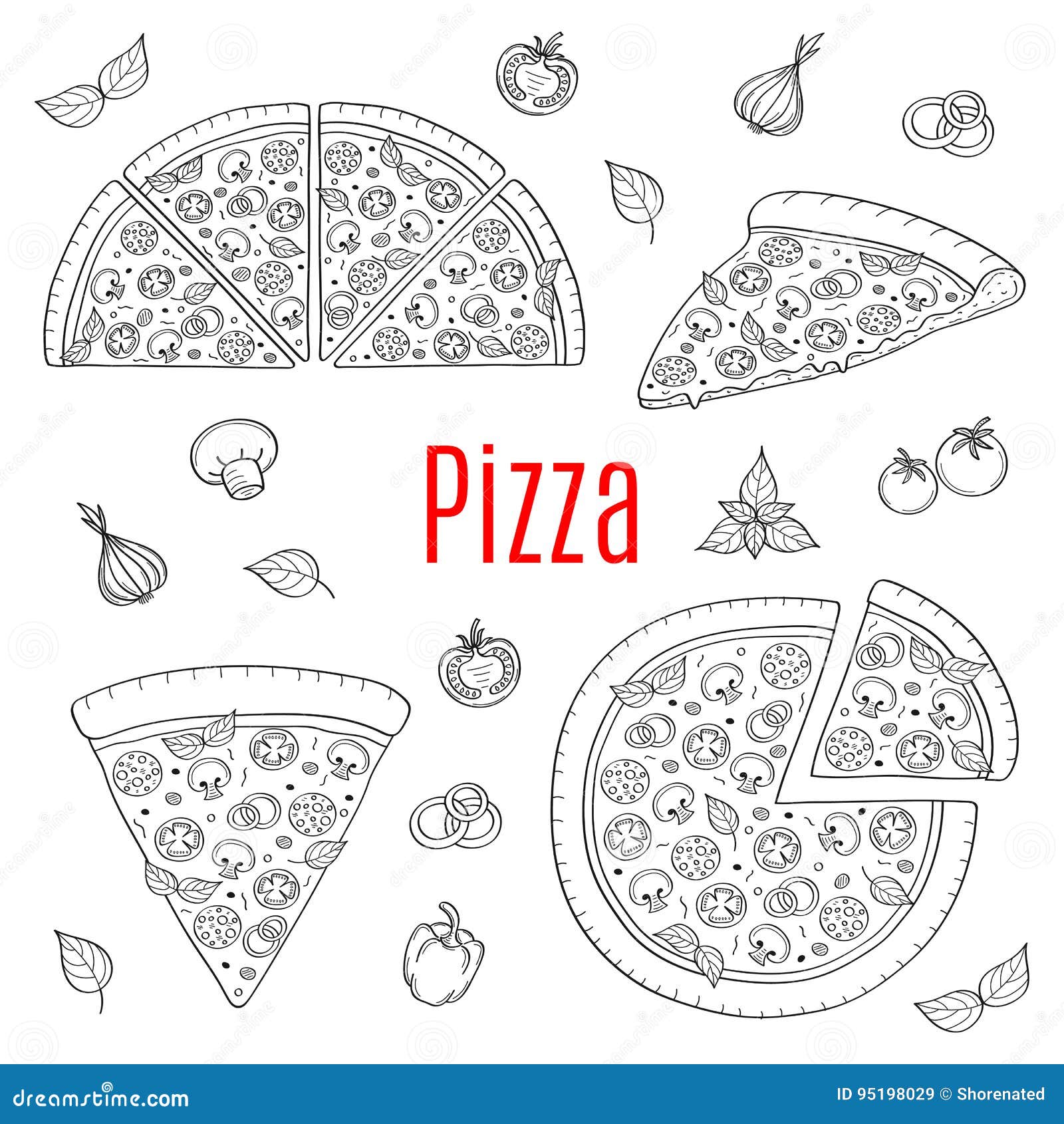 Whole pizza outline stock illustrations â whole pizza outline stock illustrations vectors clipart