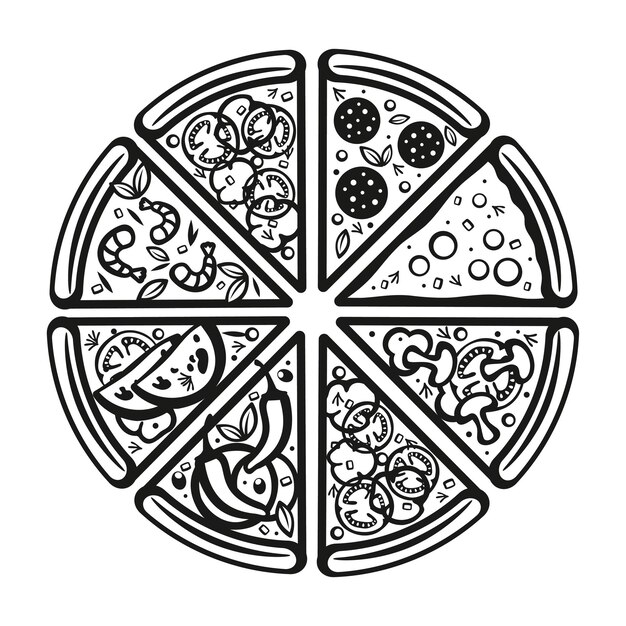 Premium vector top view of a pizza with various ingredients