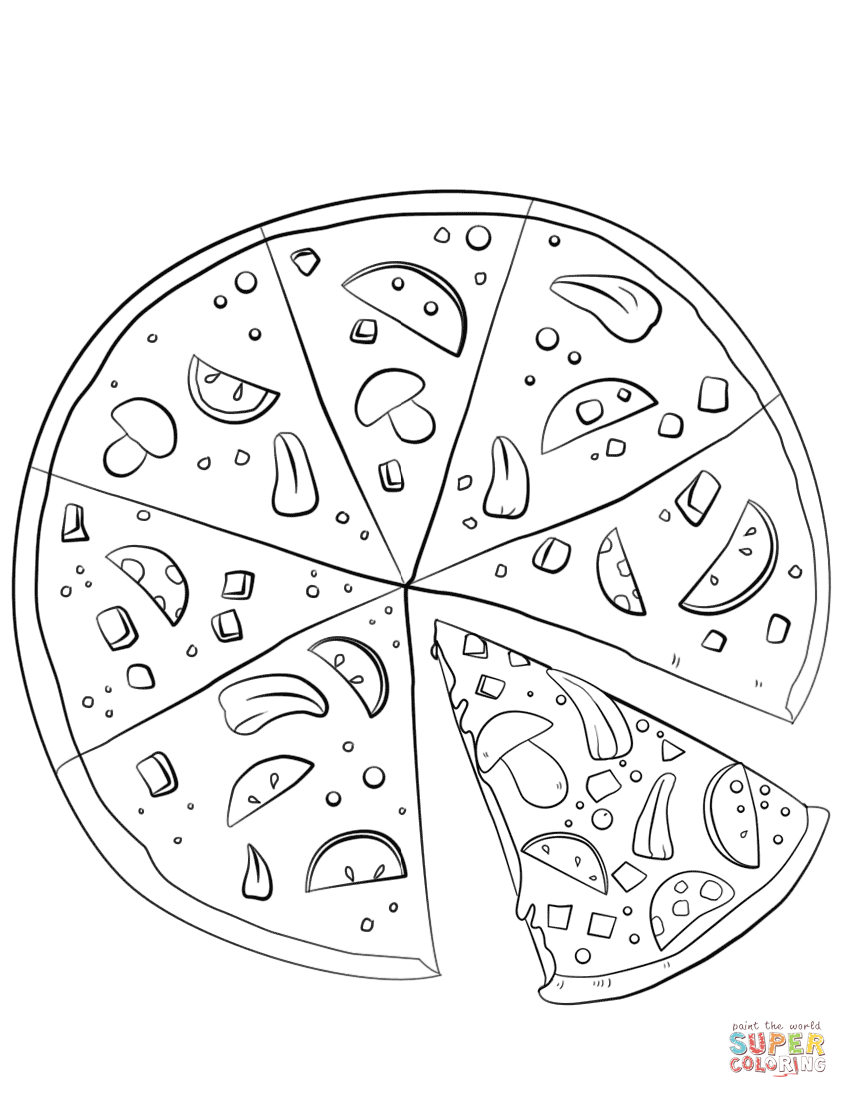 Sliced pizza coloring page free printable coloring pages