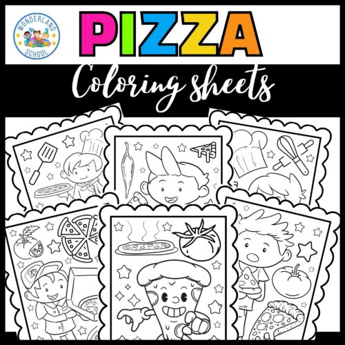 Printable pizza coloring pages for kids easy pizza coloring sheets for kids made by teachers