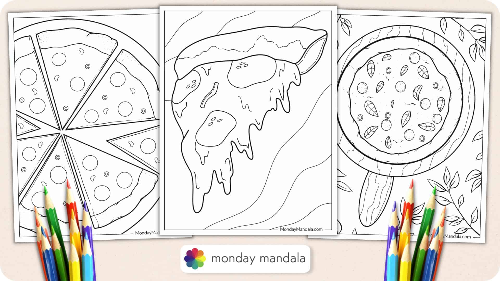 Pizza coloring pages free pdf printables