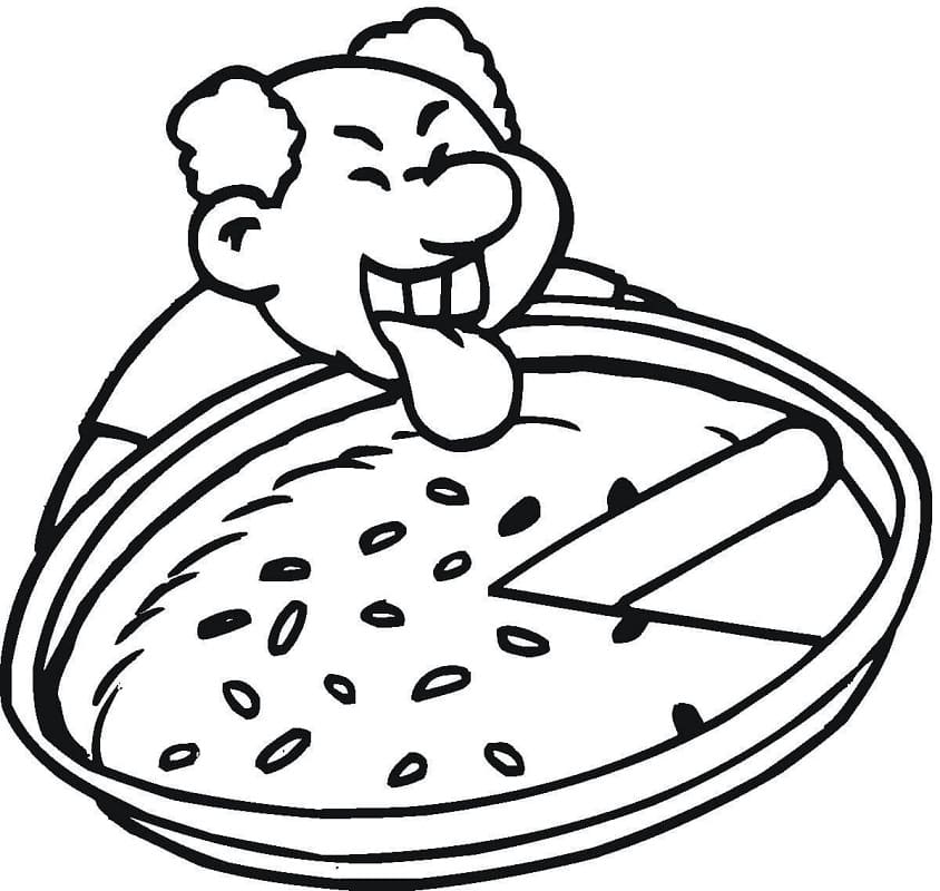 Eating pizza coloring page