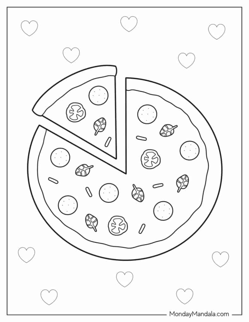 Pizza coloring pages free pdf printables