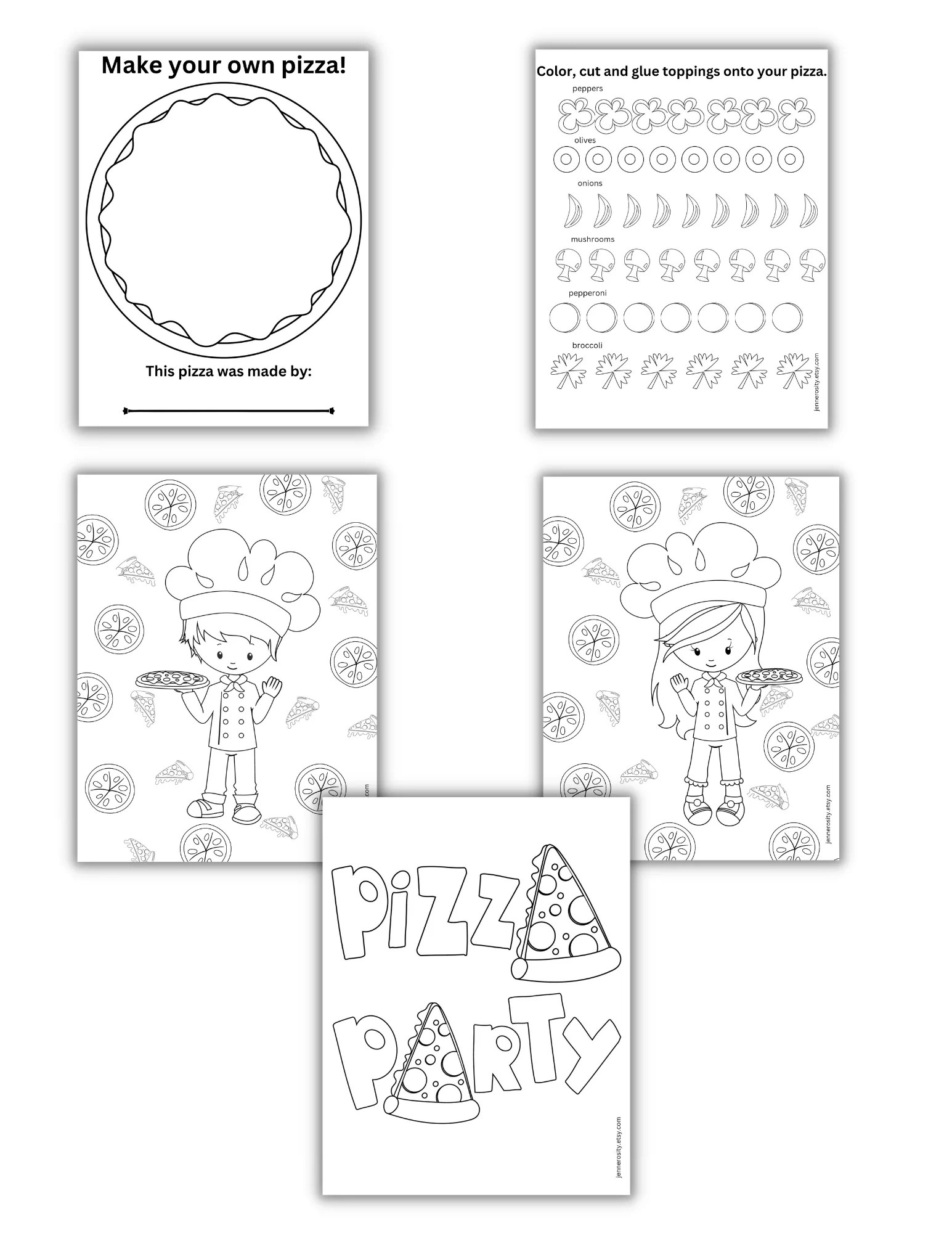 Printable pizza activity pages