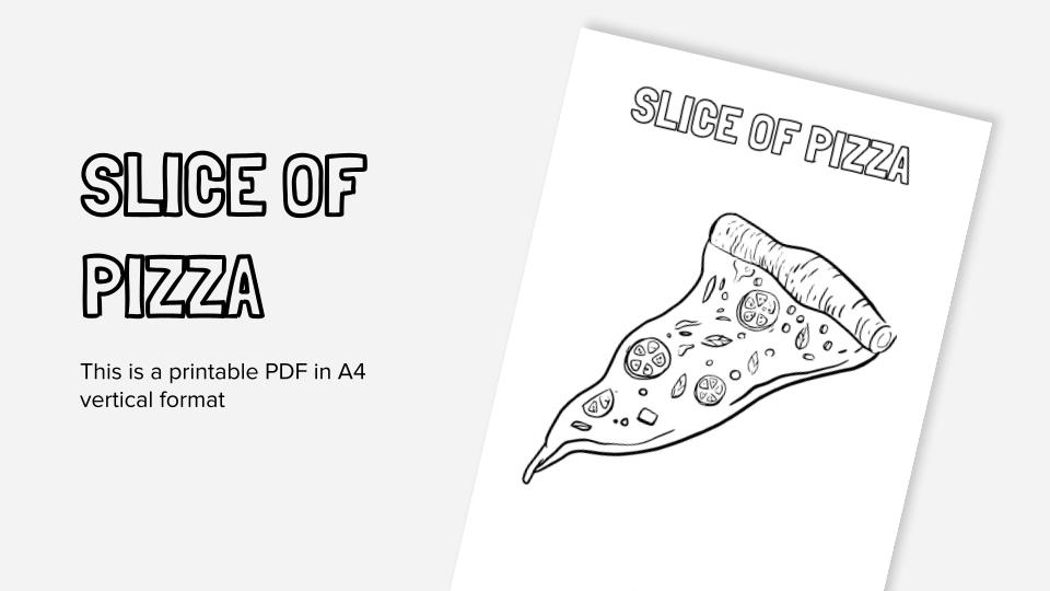 Slice of pizza printable coloring worksheet