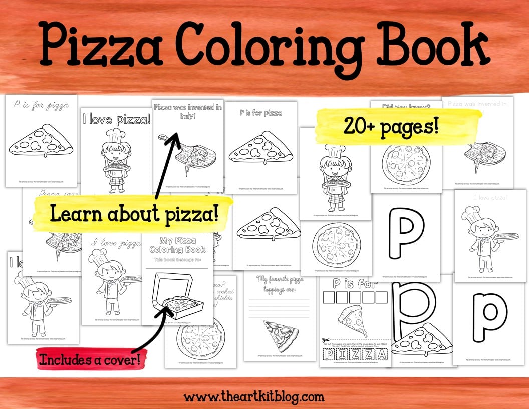 Pizza coloring pages free printable activity pack â the art kit