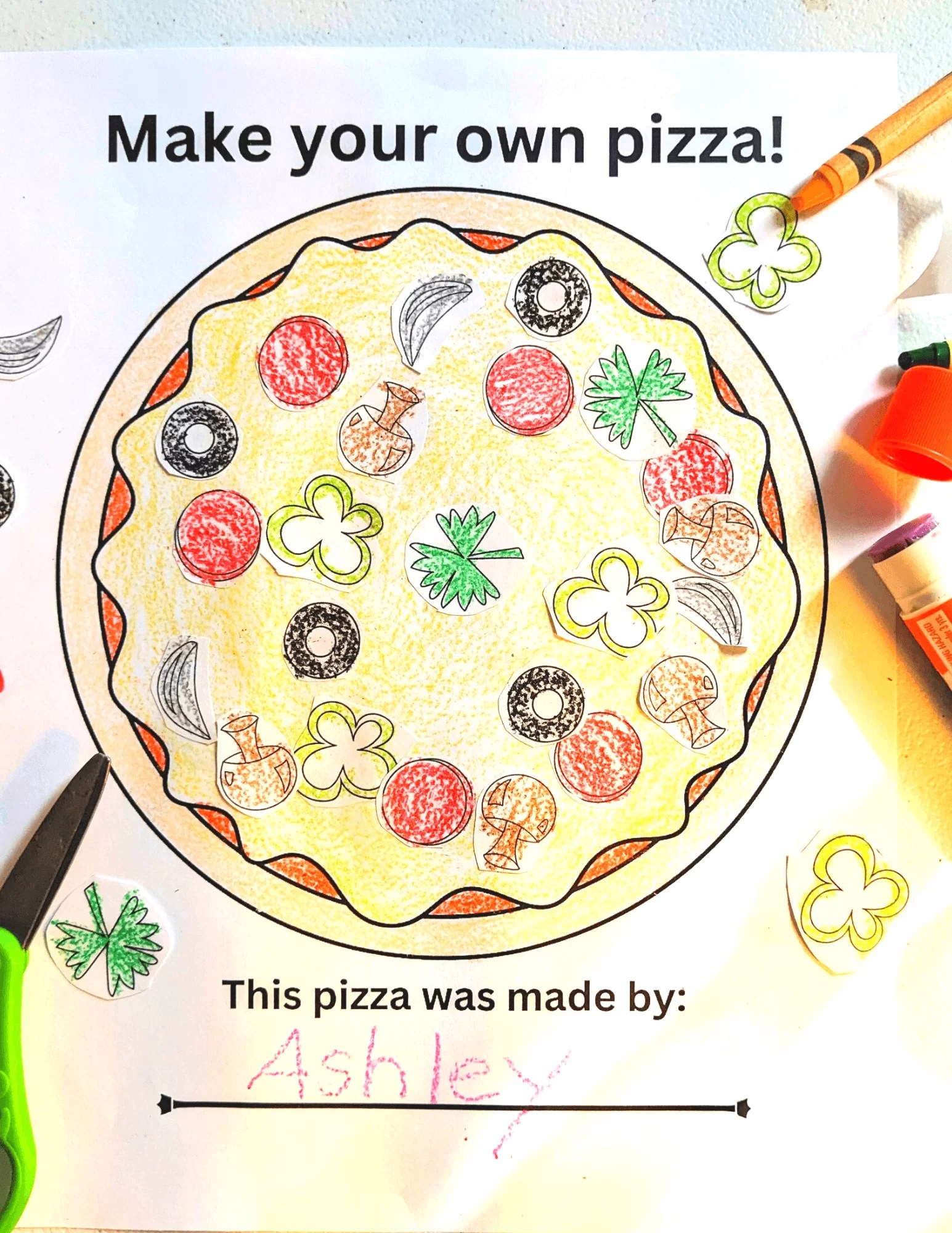 Printable pizza activity pages