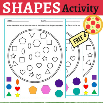 D shapes color the pizza worksheet made by teachers