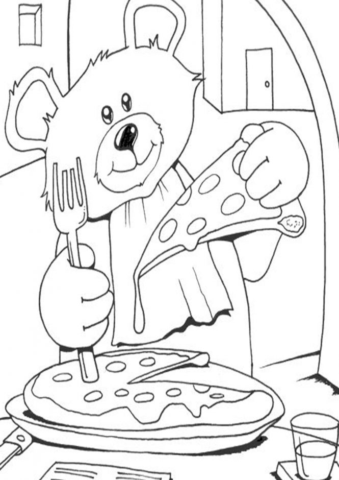 Free easy to print pizza coloring pages