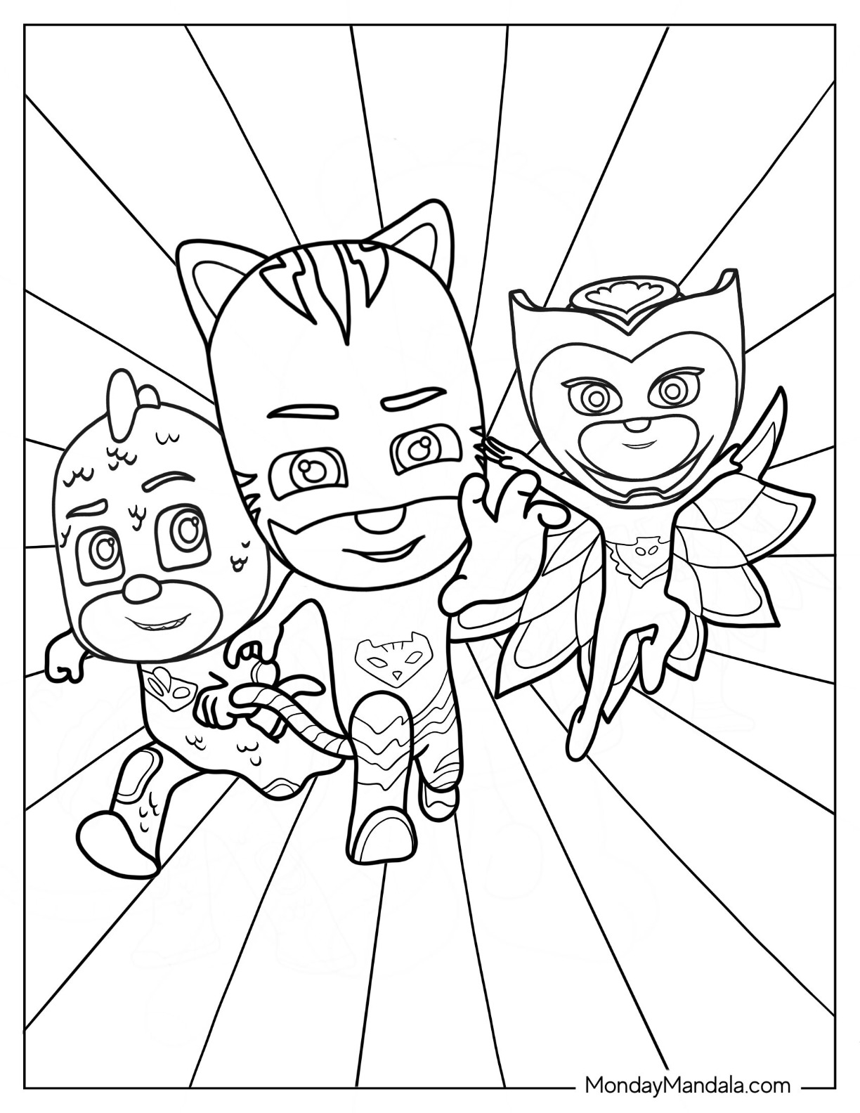 Pj masks coloring pages free pdf printables