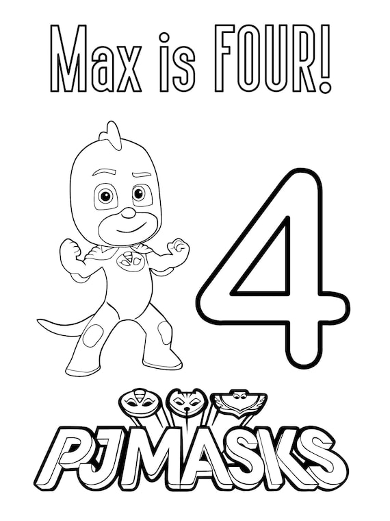 Pj masks birthday coloring activity