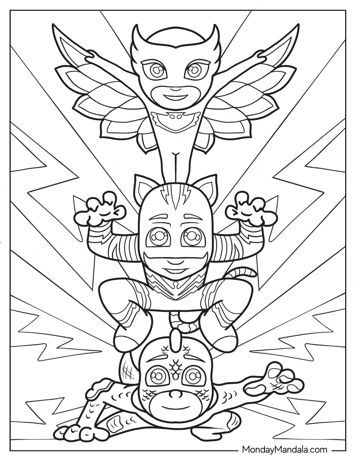 Pj masks coloring pages free pdf printables