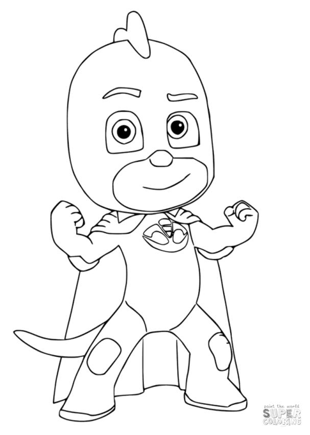 Get this pj masks coloring pages gecko the dinosaurs kid