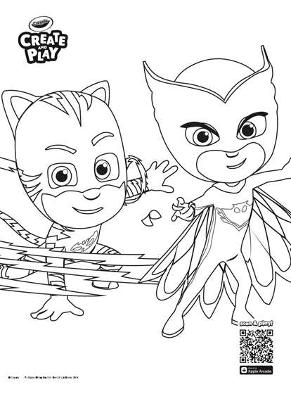 Create and play pj masks adventures coloring page