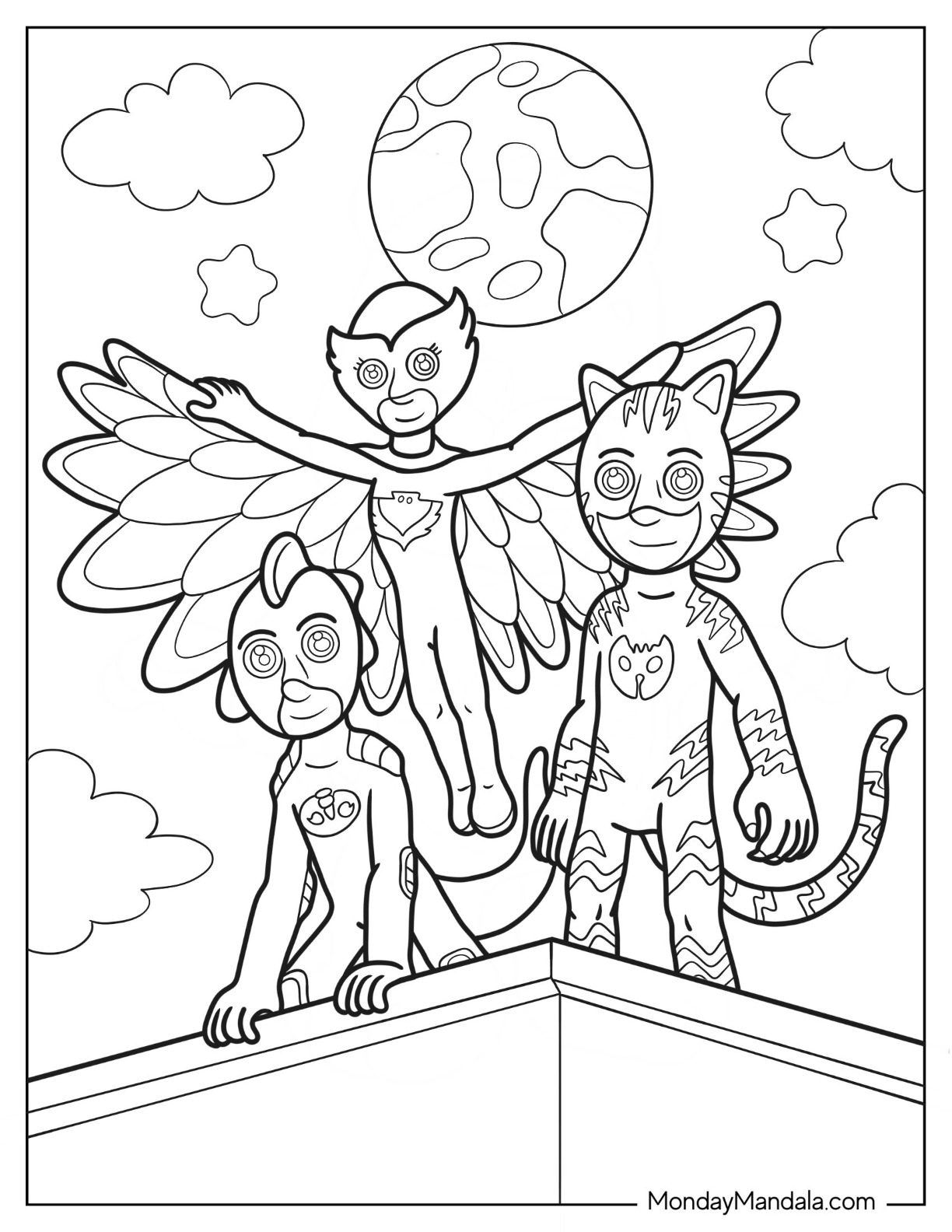 Pj masks coloring pages free pdf printables