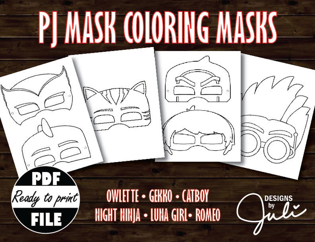 Pj mask coloring masks pj mask party activity color your own masks pj mask birthday costume dress up printable masks