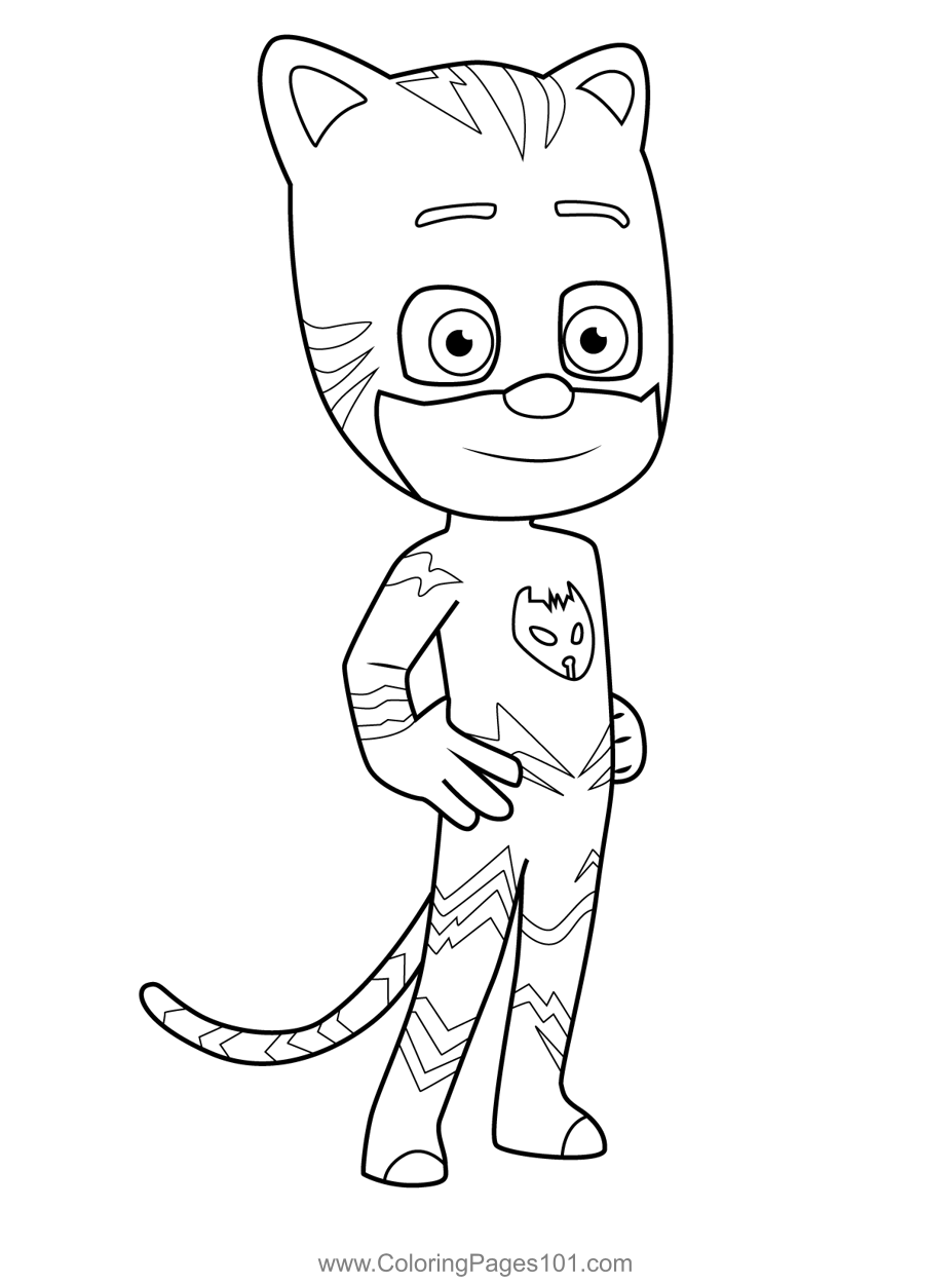 Catboy pj masks coloring page for kids