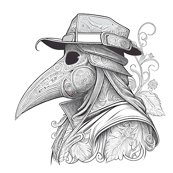 Pack stress relief coloring page plague doctor digital print filigree detailed mandala instant download set coloring pages for adults