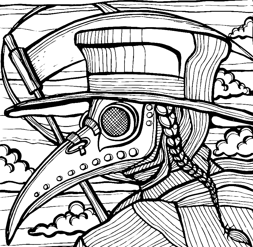 Plague doctor coloring page