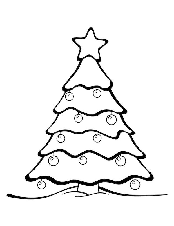 Joyful christmas tree coloring pages