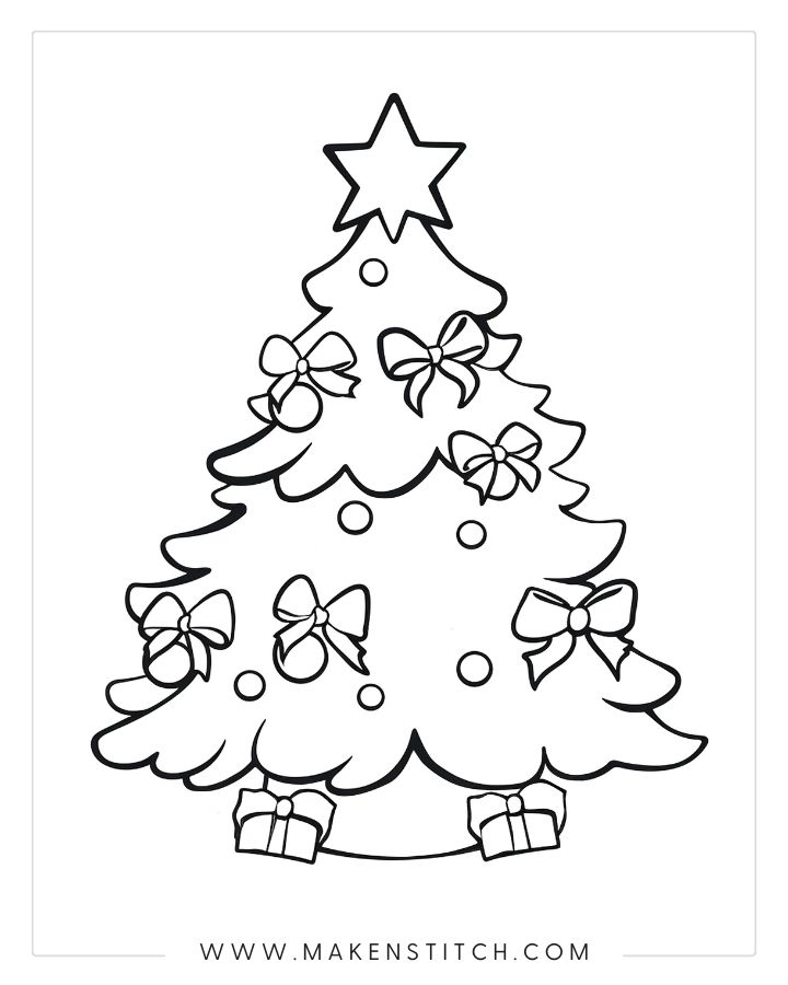 Christmas tree coloring pages for kids adults