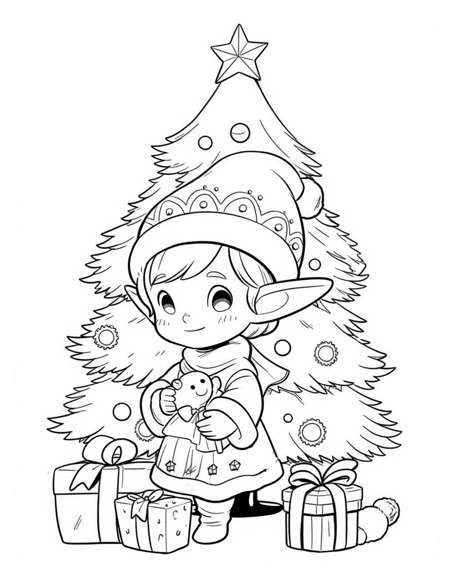 Joyful christmas tree coloring pages