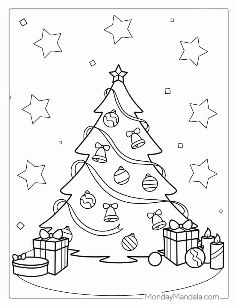 Christmas tree coloring pages free pdf printables