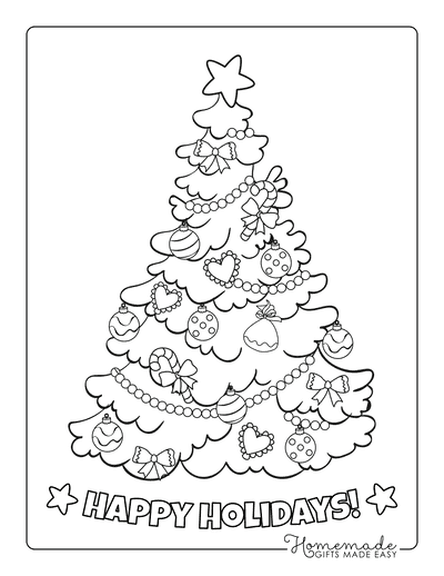 Christmas tree coloring pages for kids adults