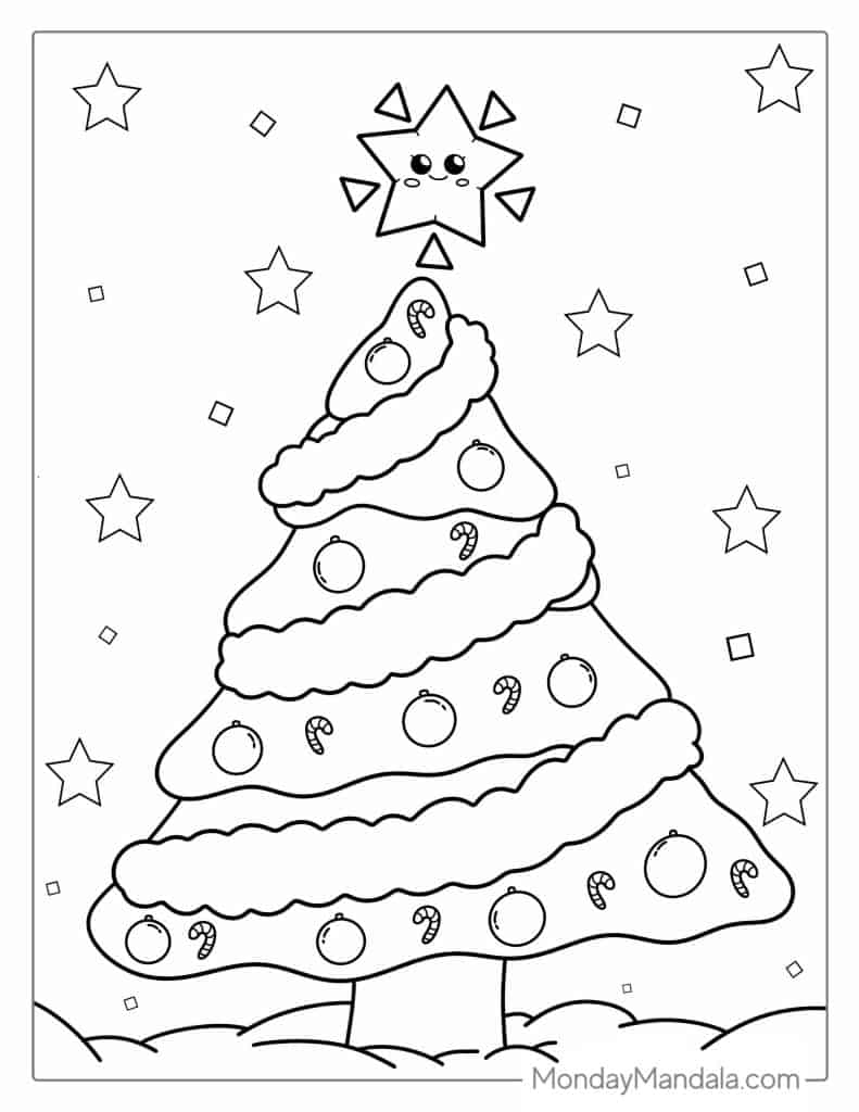 Christmas tree coloring pages free pdf printables