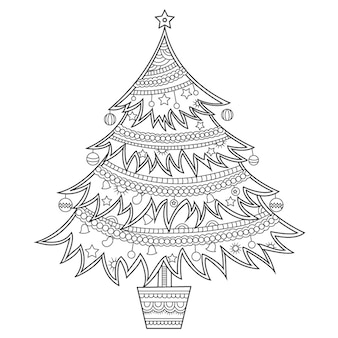 Christmas tree coloring page blank images