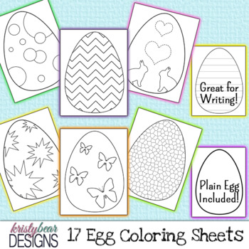 Easter egg coloring pages by kristybear designs by kristybear designs