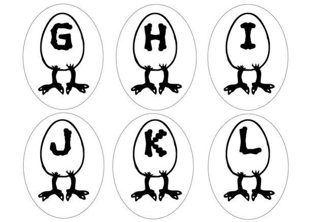 Egg letters ghijkl coloring pages