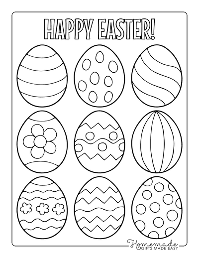 Easter egg coloring pages free printable templates