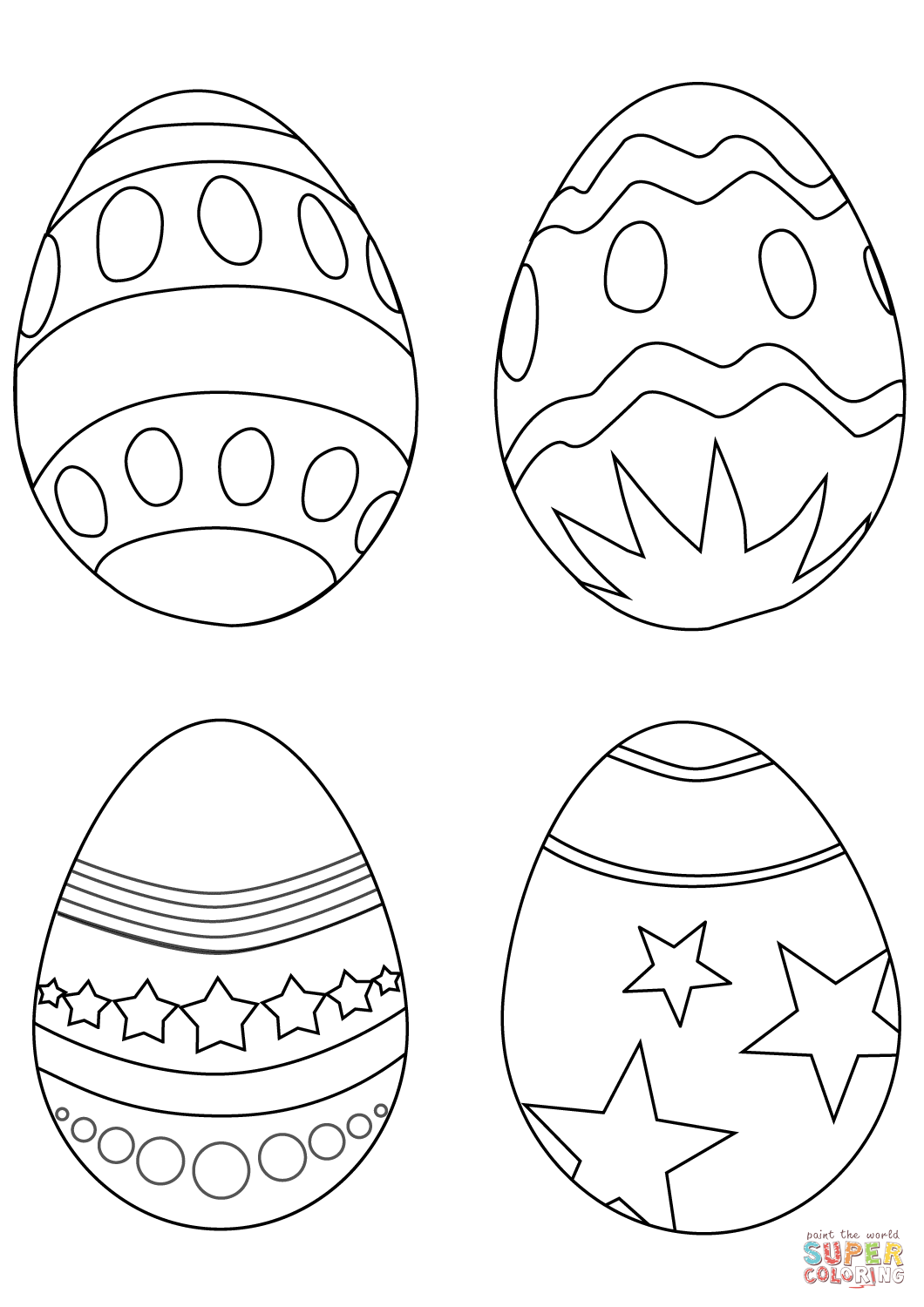 Simple easter eggs coloring page free printable coloring pages